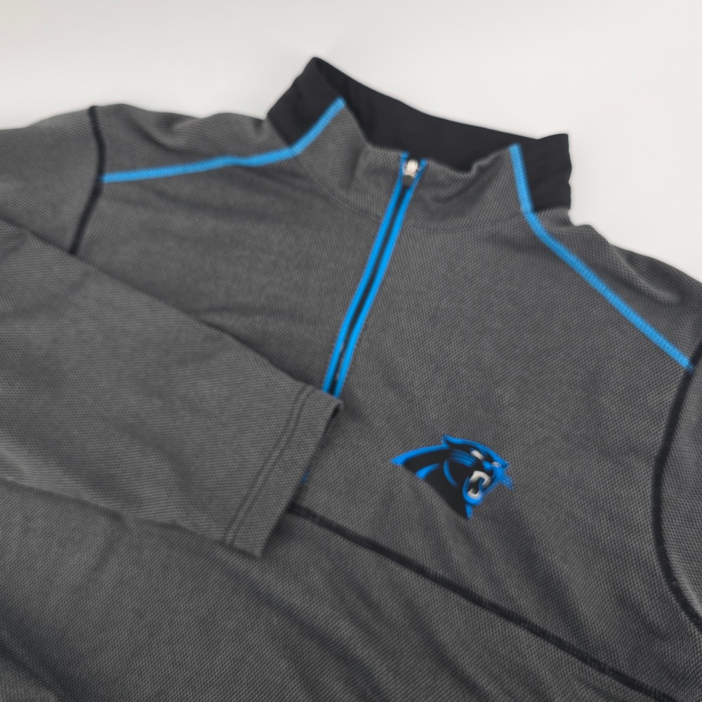 Antigua Carolina Panthers Mens XL Quarter Zip Pullover Grey Blue NFL Football